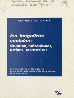 cover image of Les inégalités sociales